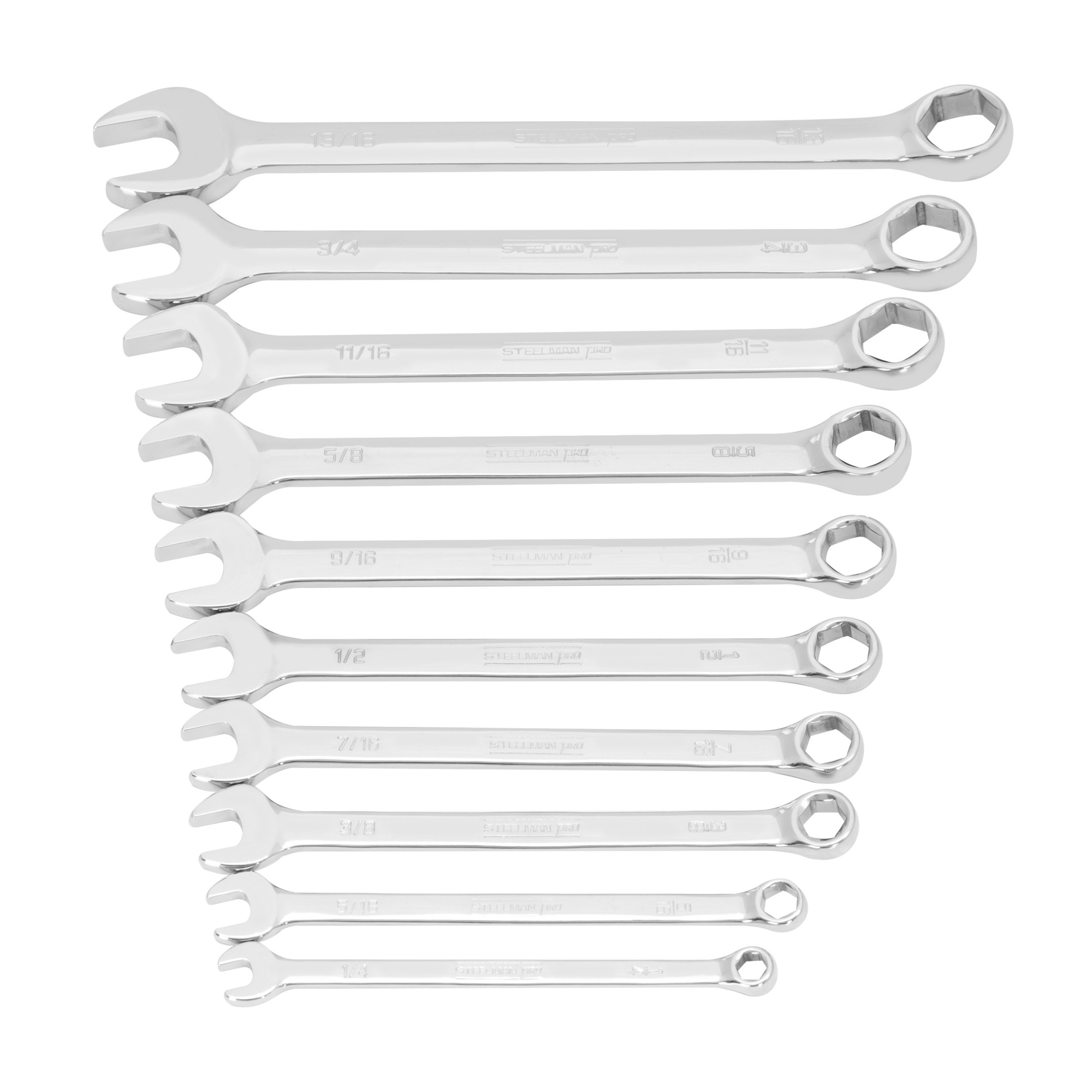 STEELMAN PRO 10-Piece SAE 6-Point Combination Wrench Set, Model# 78536